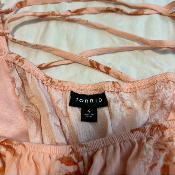 torrid Pink Floral Peplum Blouse with Rust Accents - Picture 2 of 9